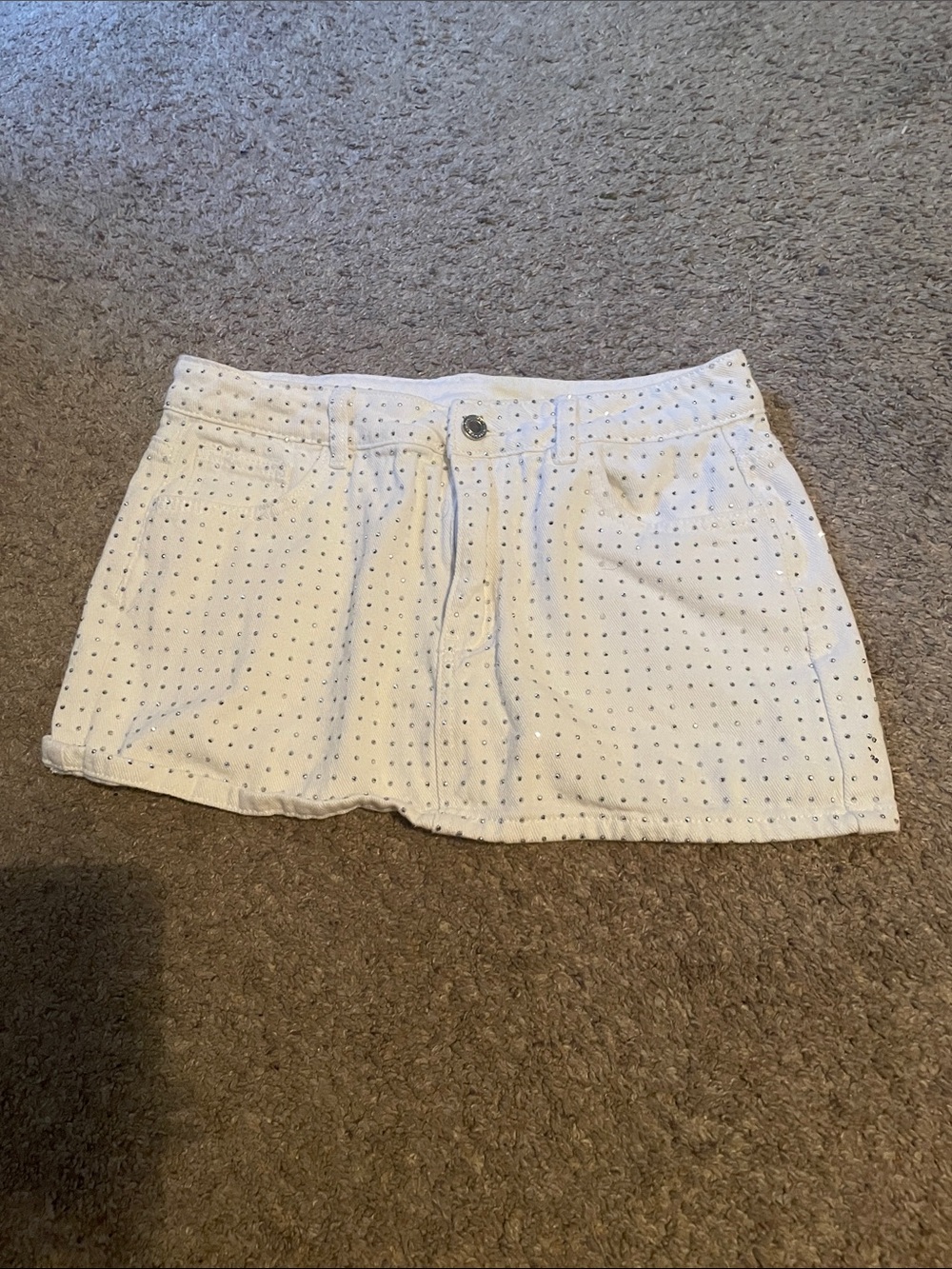Missguided White Studded Denim Skort